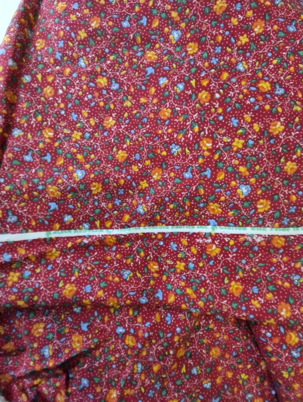 Joan Kessler Concord Fabrics Red Floral Cotton 1 Yard Vintage